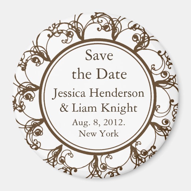 Imán Fancy Monograma Save the Date Magnet chocolates (Frente)