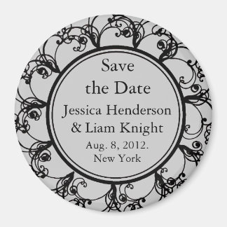 Imán Fancy Monograma Save the Date Magnet gray