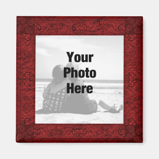 Imán Fancy Ornate red Photo Magnet