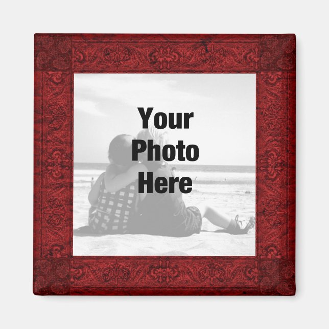 Imán Fancy Ornate red Photo Magnet (Frente)