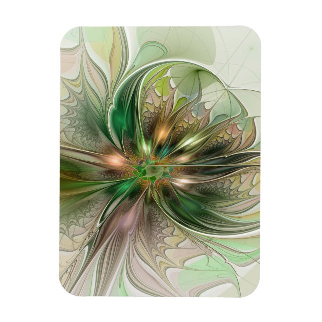 Imán Fantasía abstracta moderna y colorida Flor fractal (Vertical)