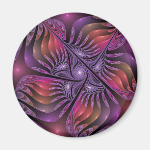 Imán Fantasía colorida Resumen Trippy Purple Fractal