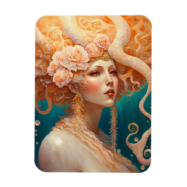 Imán Fantasía de arte de la Sirena Octopus (Vertical)
