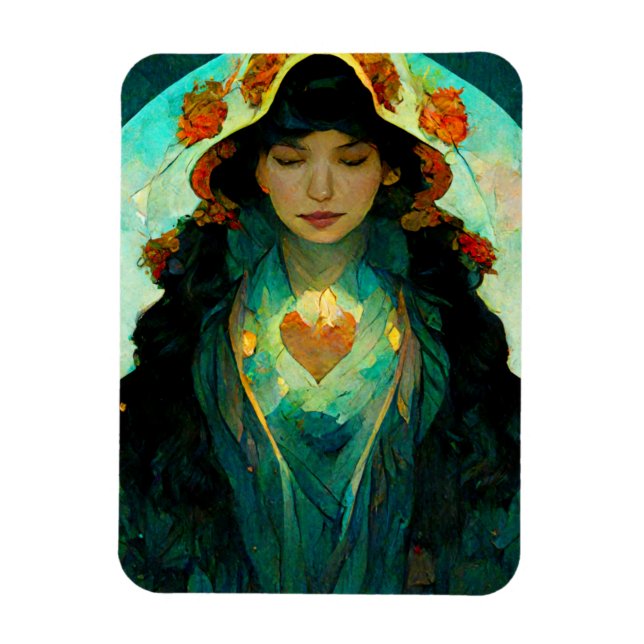 Imán Fantasía de ciencia ficción de una mujer de corazó (Vertical)