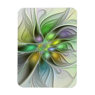 Imán Fantasia de Flor Colorida Moderna Abstracta Fracta