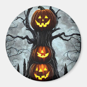Imán fantasía de un árbol de calabaza de linternas jack