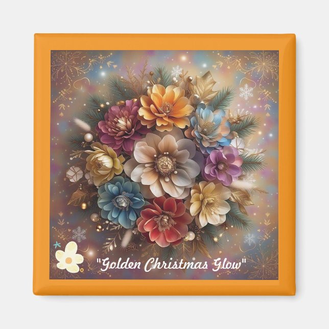 Imán "Fantasía floral Navidades" (Frente)