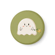 Fantasma Adorable Sosteniendo una Flor Amarilla