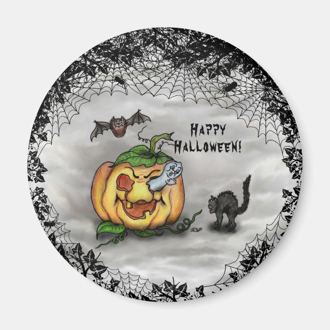 Imán Fantasma, Bat y Cat, ¡Feliz Halloween! (Frente)
