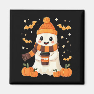 Imán Fantasma bebiendo café Halloween Fantasma lindo hi