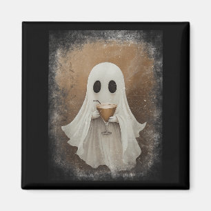 Imán Fantasma bebiendo Martini de espresso Halloween es