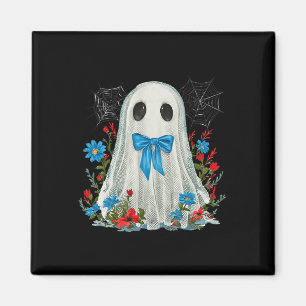Imán Fantasma Con Coqueta Azul De Vaca Y Flores Hallowe