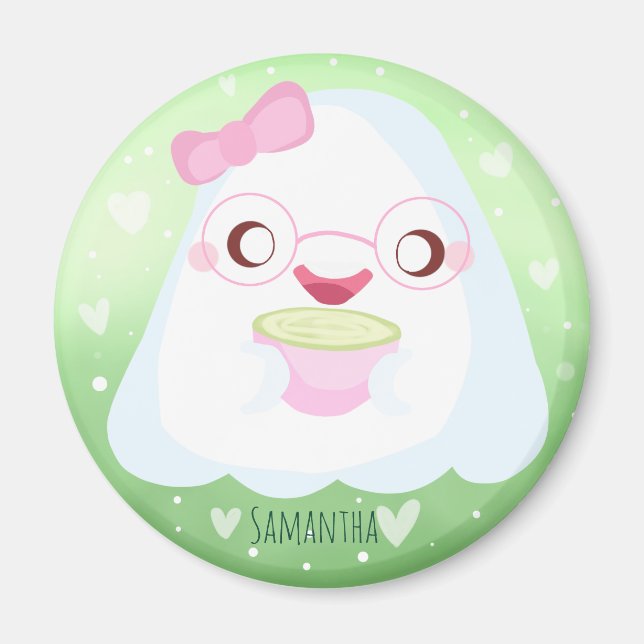 Imán Fantasma de Cute Matcha Latte (Frente)