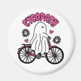 Imán Fantasma de Cycopath Halloween en bicicleta rosa