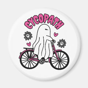 Imán Fantasma de Cycopath Halloween en bicicleta rosa
