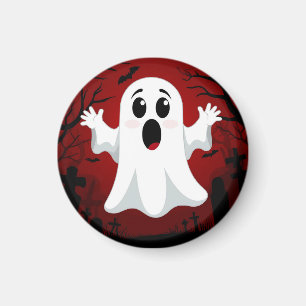 Imán Fantasma de Dibujos Animados Adorable en Halloween