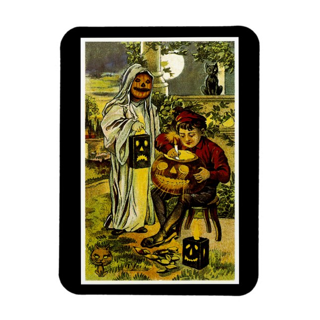 Imán Fantasma de Halloween y Jack-o-Lantern (Vertical)