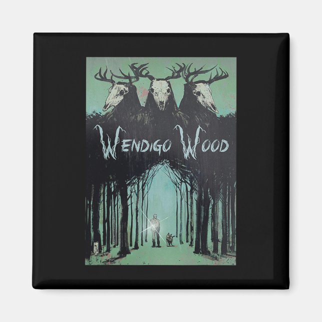 Imán Fantasma Del Bosque Criptid Wendigo Madera (Frente)