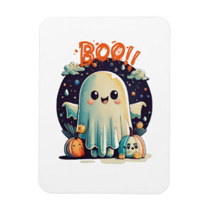 Imán Fantasma divertido de Halloween Boo en la galaxia