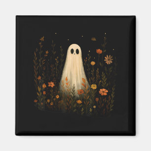 Imán Fantasma en un prado de flores Diseño de Halloween