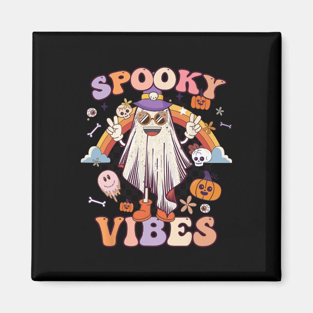 Imán Fantasma Fantasma Fantasma Retro Groovy Halloween (Frente)