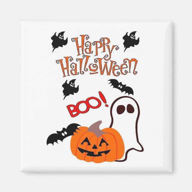 Imán Fantasma feliz de Halloween (Frente)