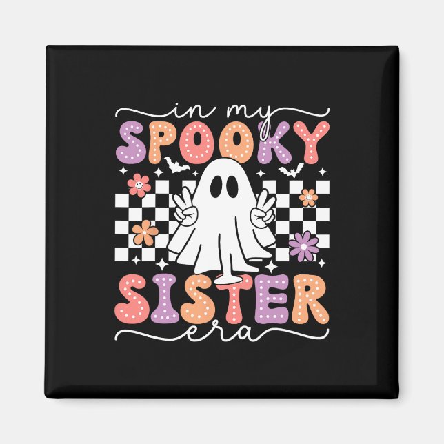 Imán Fantasma Halloween Fantasma Retro De Mi Hermana (Frente)