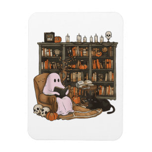 Imán Fantasma leyendo libro Amante de los gatos Hallowe