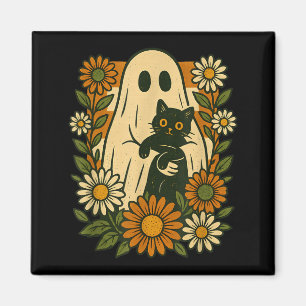 Imán Fantasma Lindo Sosteniendo Gato Negro Floral Diver