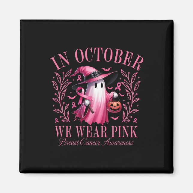Imán Fantasma Rosa De Halloween En Octubre Usamos Breas (Frente)