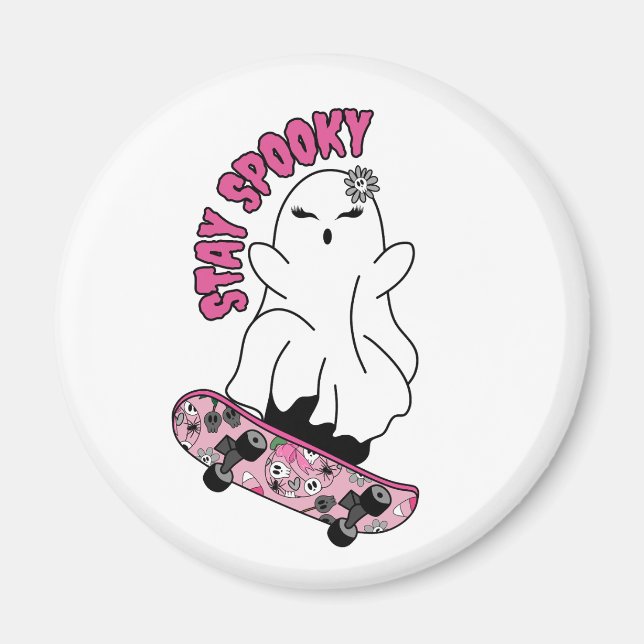 Imán Fantasma "Stay Spooky" en una skateboard - Guay Pi (Frente)