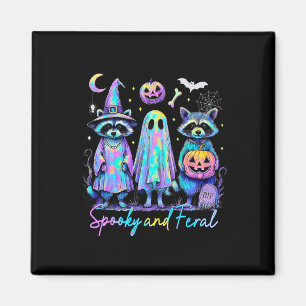Imán Fantasma Y Fértil Halloween Raccoon Witch Ghost Ja
