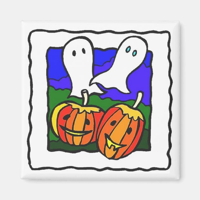 Imán "Fantasmas, calabazas" Halloween Fridge Magnet (Frente)