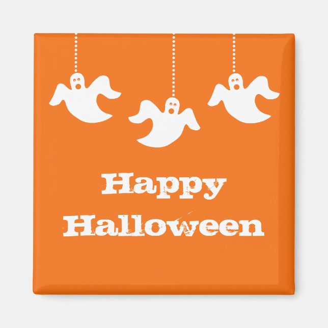 Imán Fantasmas colgantes Halloween Magnet, Naranja (Frente)
