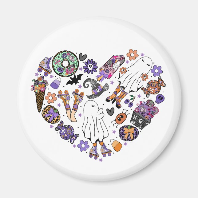 Imán Fantasmas de Halloween retro con Roller Blades (Frente)