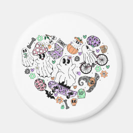 Imán Fantasmas de Halloween retro y forma de corazón de