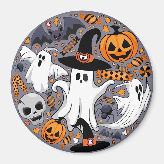 Imán Fantasmas fantasmagóricos y adorables monstruos ad (Frente)