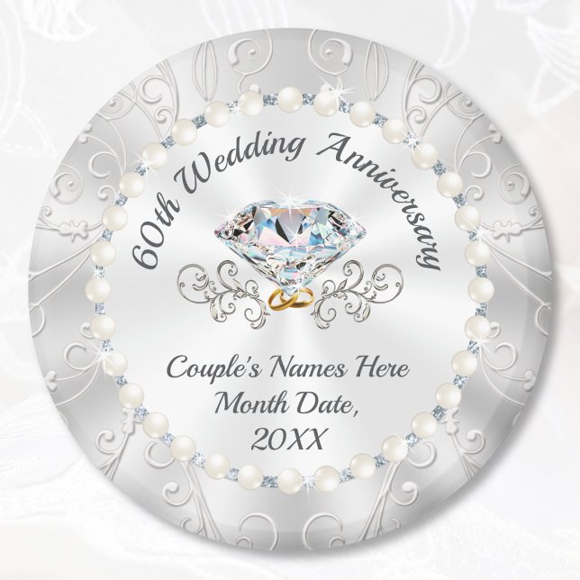 Imán Fantásticas favores de aniversario Boda, diamante (60th wedding anniversary favors. Diamond wedding anniversary party ideas, Diamond anniversary favors)