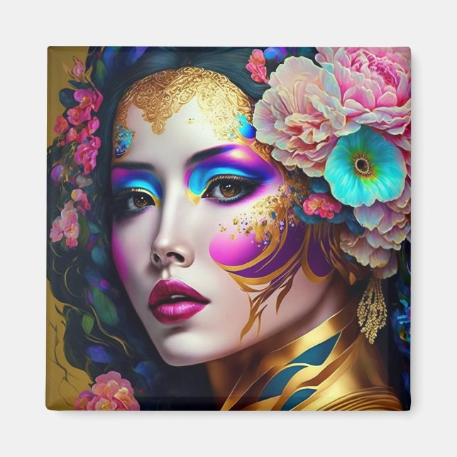 Imán Fantasy Glam Woman Pop Art (Frente)