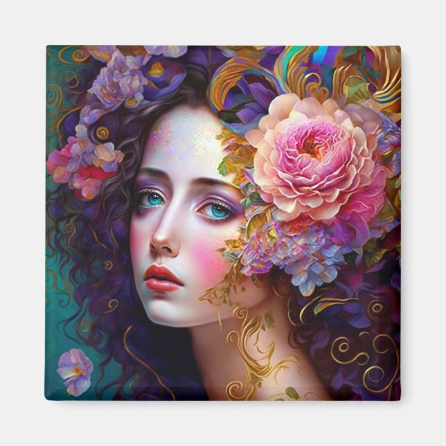 Imán Fantasy Glam Woman Pop Art Magnet (Frente)
