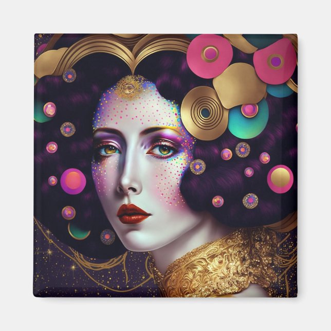 Imán Fantasy Glam Woman Pop Art Magnet (Frente)
