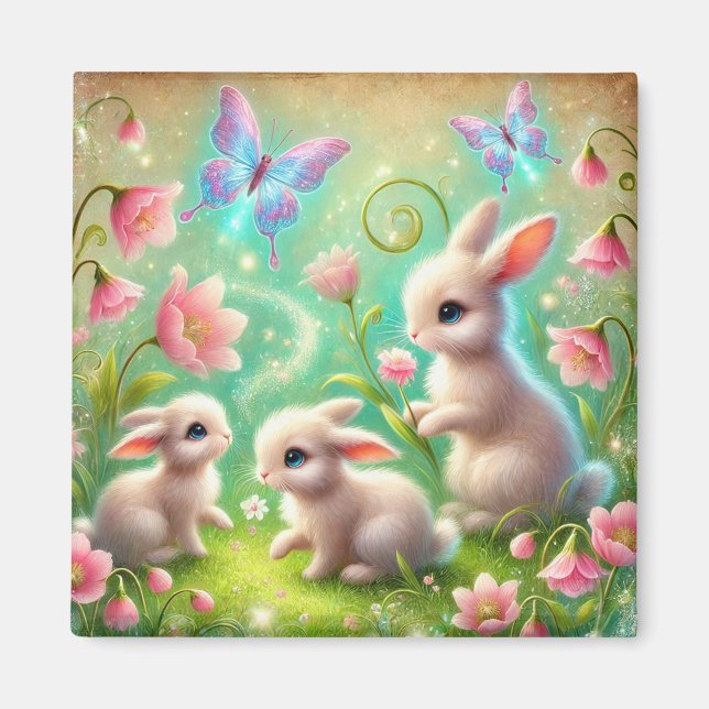 Imán Fantasy Spring Bunny Garden (Frente)