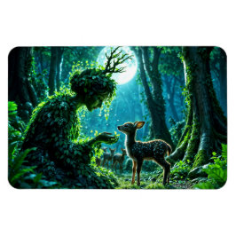 Imán Fantasy woodland goddess and gentle deer art
