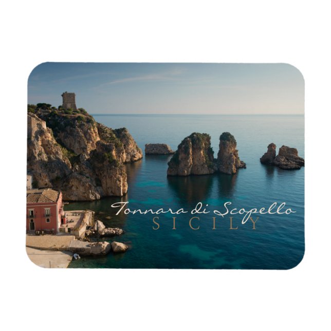 Imán Faraglioni y Tonnara en Scopello, Sicilia (Horizontal)