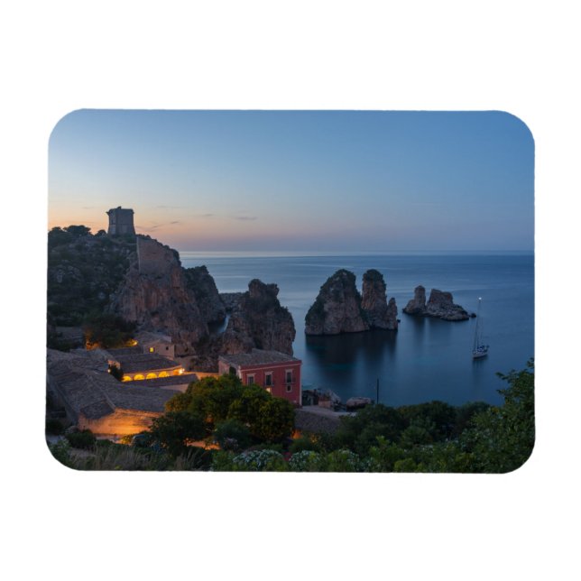 Imán Faraglioni y Tonnara en Scopello, Sicilia (Horizontal)