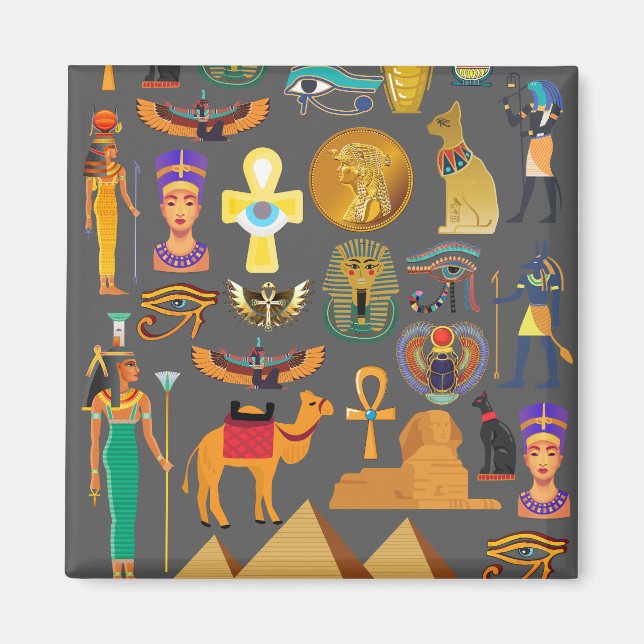 Imán Faraón de patrón de símbolo jeroglífico egipcio (Frente)