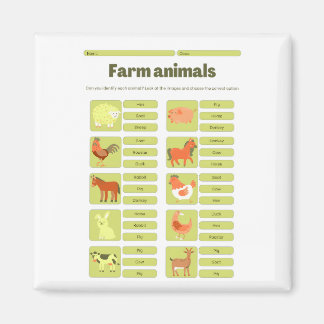 Imán Farm Animals Identification Educational Worksheet
