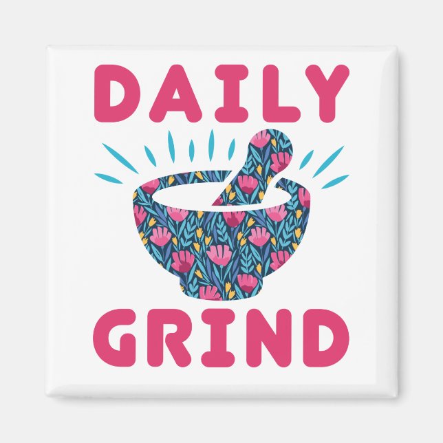 Imán Farmacéutico del Daily Grind (Frente)