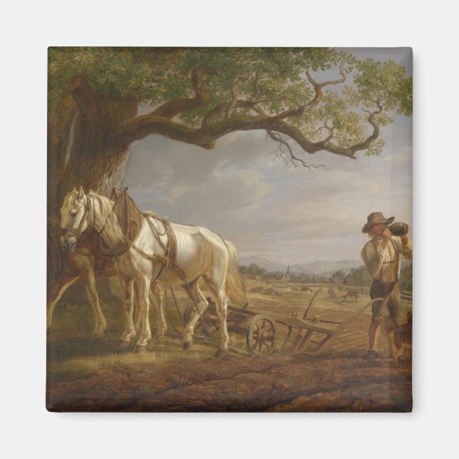 Imán Farmers Resting in a Field With Horses and Plough (Frente)