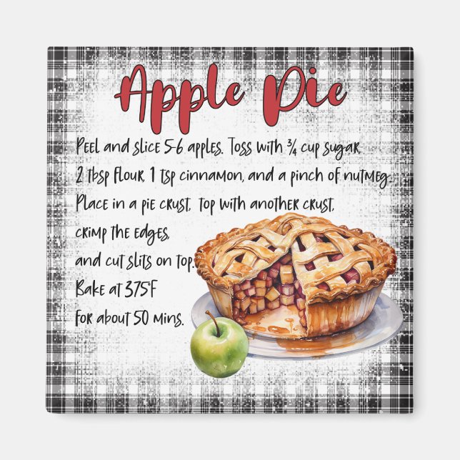 Imán Farmhouse Classic Homemade Apple Pie Recipe Decor (Frente)